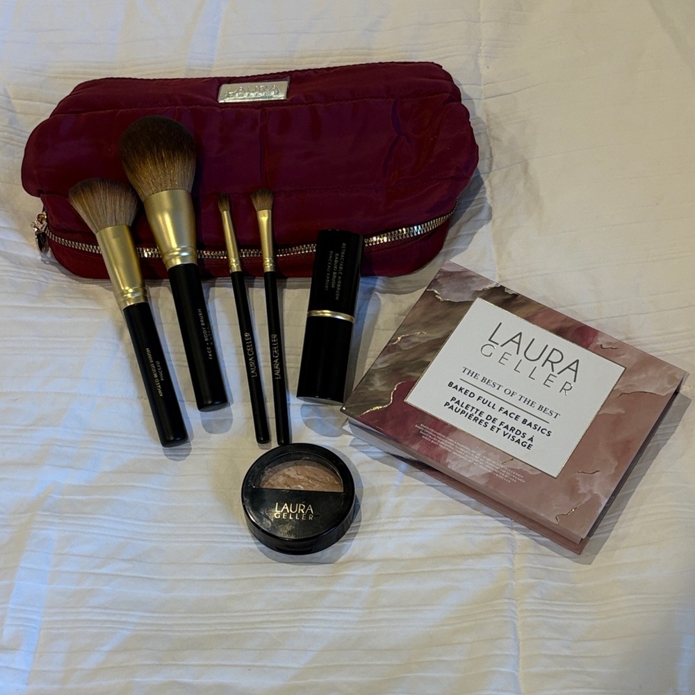 Laura Geller Brush Set with Burgundy Bag